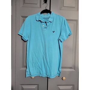 American Eagle Outfitters men's blue short-sleeved polo